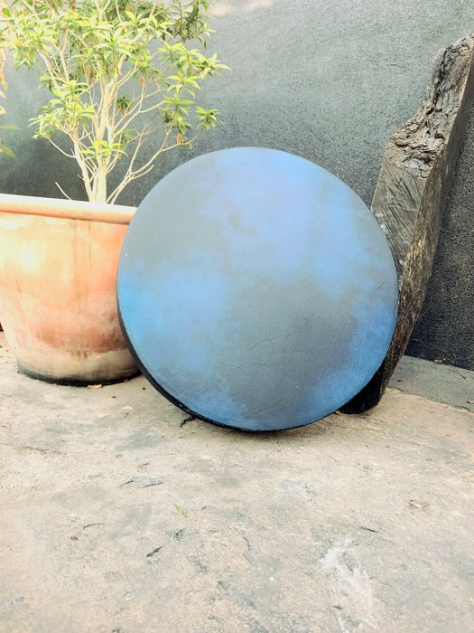Blue Wheel Shamanic Drum with Pure Black Stone