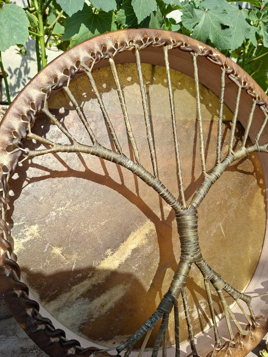 Camel Skin Shamanic Drum – Tree of Life Handmade Medicine Drum
