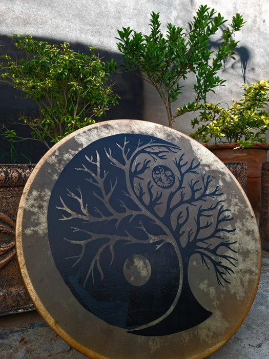 Water Buffalo Shamanic Drum – Yin Yang Tree of Life | Handmade Medicine Drum