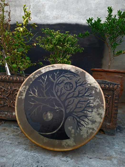 Water Buffalo Shamanic Drum – Yin Yang Tree of Life | Handmade Medicine Drum