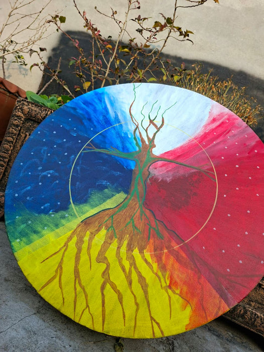 22" Tree of Life Shamanic Drum - Medicine Wheel Design