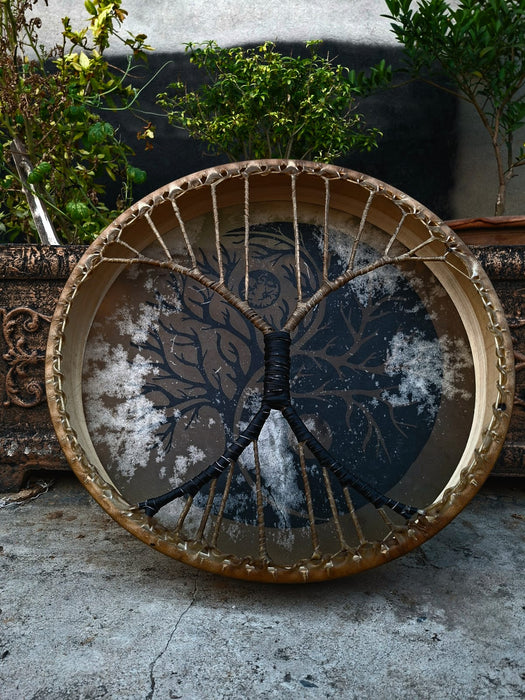 Water Buffalo Shamanic Drum – Yin Yang Tree of Life | Handmade Medicine Drum