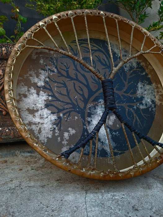 Water Buffalo Shamanic Drum – Yin Yang Tree of Life | Handmade Medicine Drum